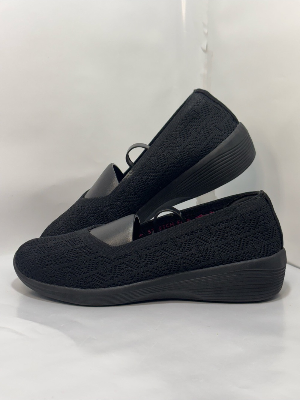 Skechers Arya Good Morning Shoes Womens Size 6.5 Black Lightweight Slip On Wedge
